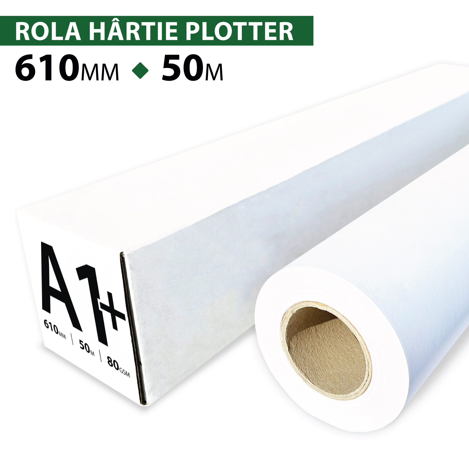 Rola Hartie Plotter A1+ ROLTECH | 610mm x 50m | 80 gr/m²