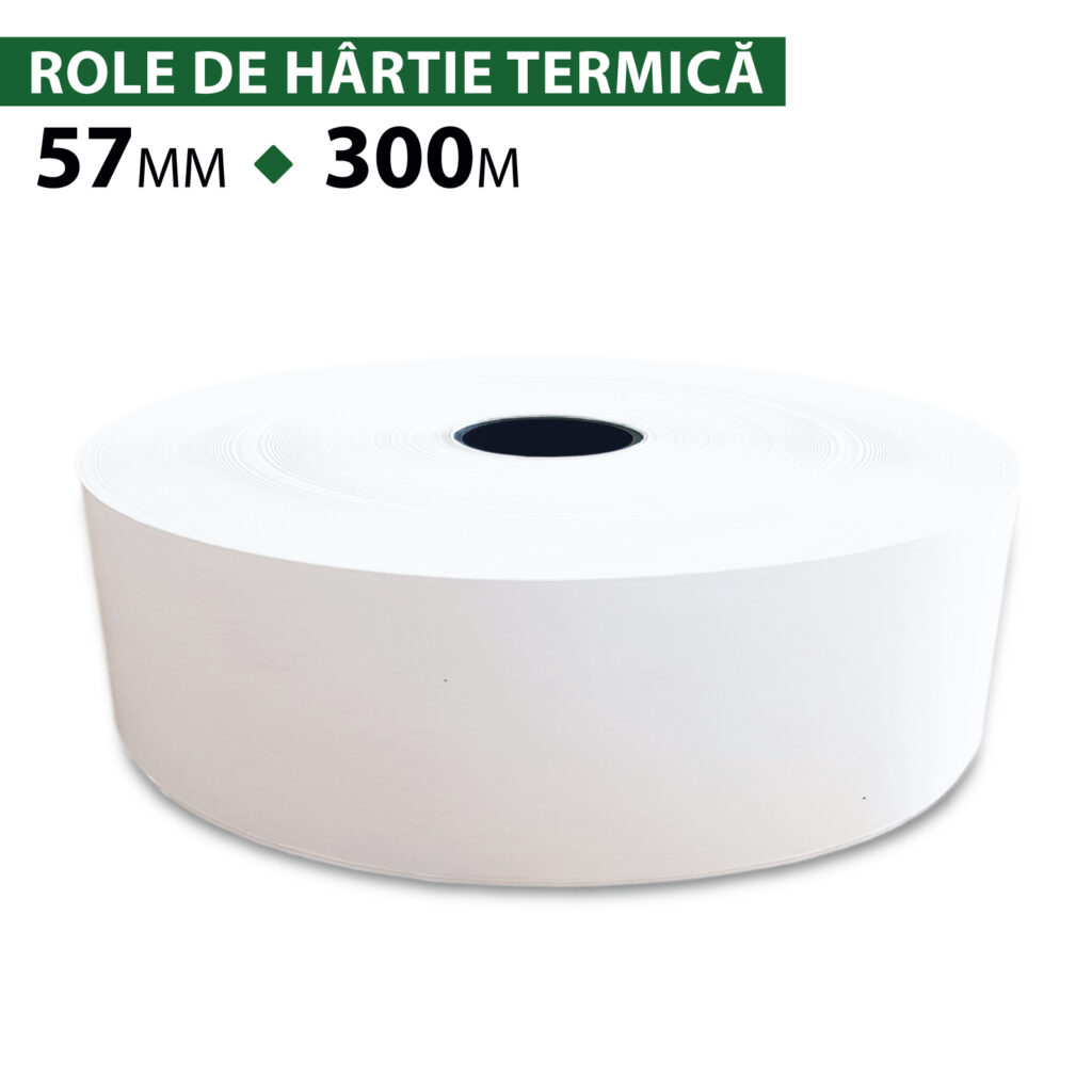 Rolă hârtie termică ROLTECH, 57mm x 300m, 55g, BPA free