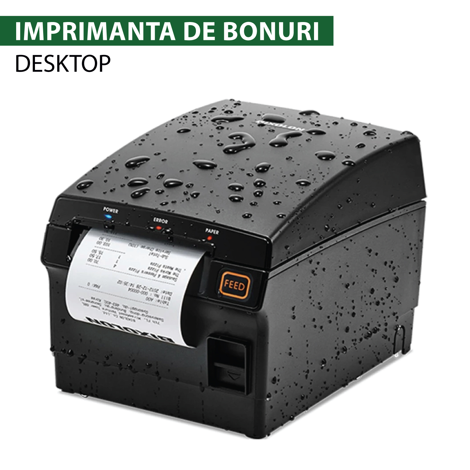 Imprimanta termica de bonuri desktop | BIXOLON SRP-F310IICOK | 80 mm, 180 dpi, Cutter, USB, LAN, IP12 (waterproof)